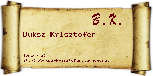 Buksz Krisztofer névjegykártya